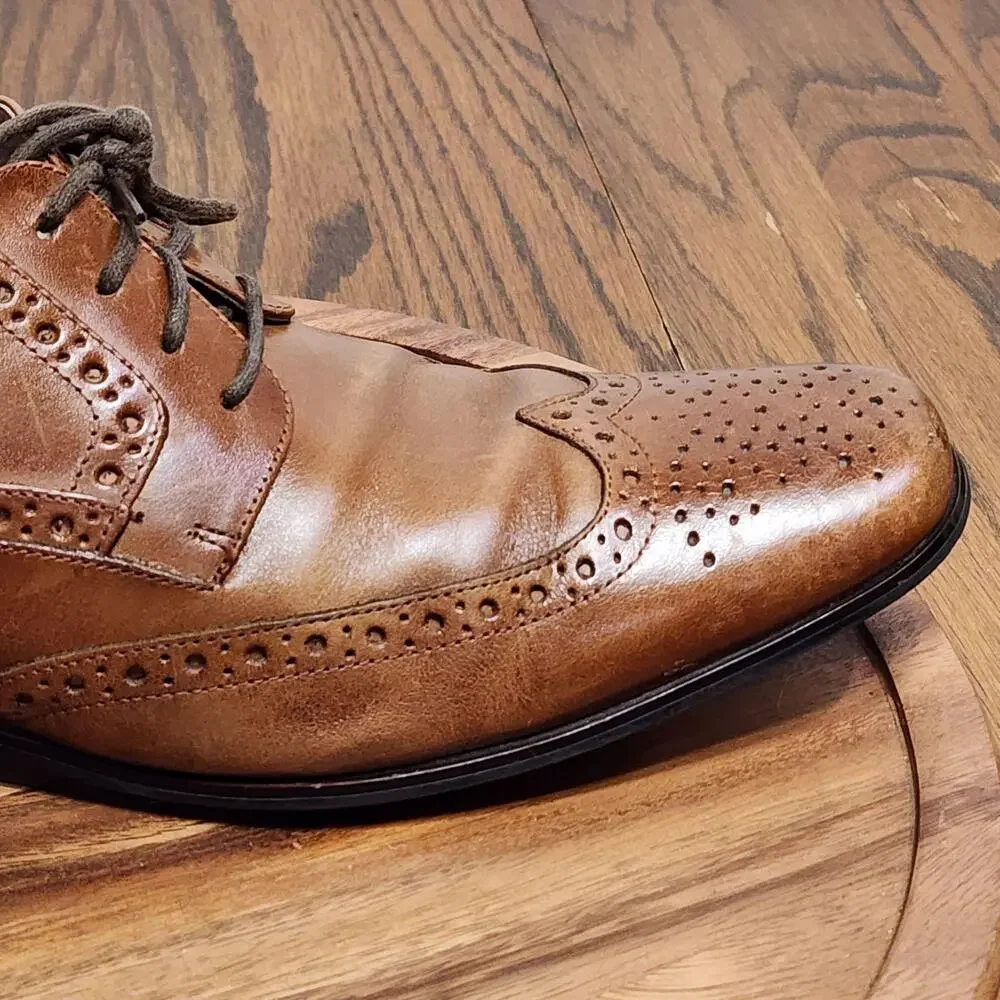 Stacy Adams Dress Shoes Mens Size 11 Brown Leather Brogue Wingtip 24738-221